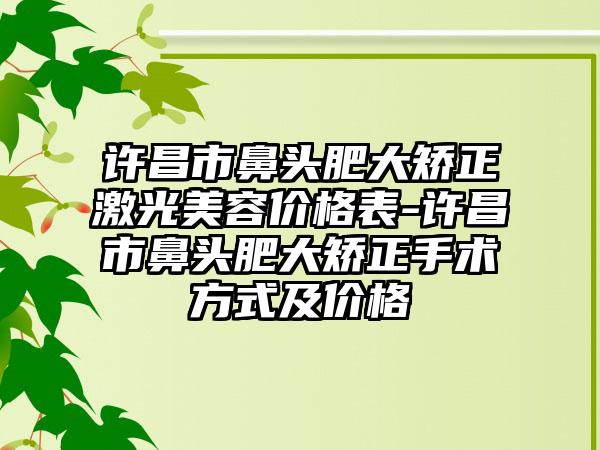 许昌市鼻头肥大矫正激光美容价格表-许昌市鼻头肥大矫正手术方式及价格