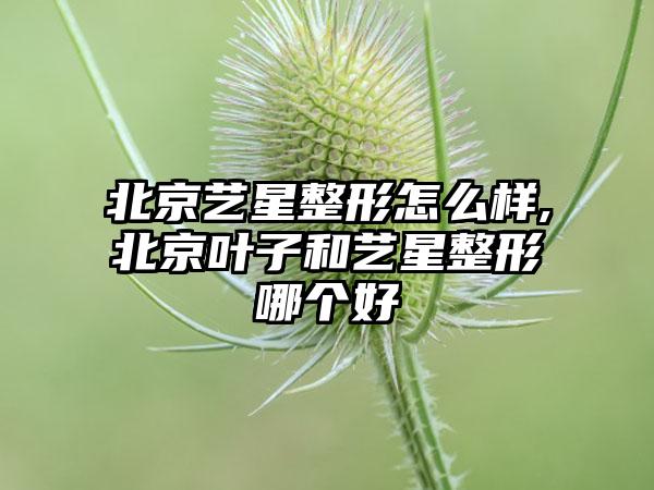 北京艺星整形怎么样,北京叶子和艺星整形哪个好