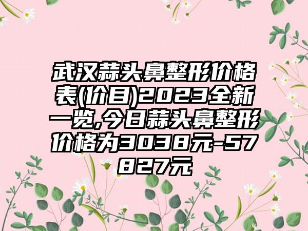 武汉蒜头鼻整形价格表(价目)2023全新一览,今日蒜头鼻整形价格为3038元-57827元