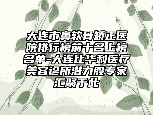 大连市鼻软骨矫正医院排行榜前十名上榜名单-大连比华利医疗美容诊所潜力股骨干医生汇聚于此