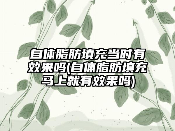 自体脂肪填充当时有成果吗(自体脂肪填充马上就有成果吗)