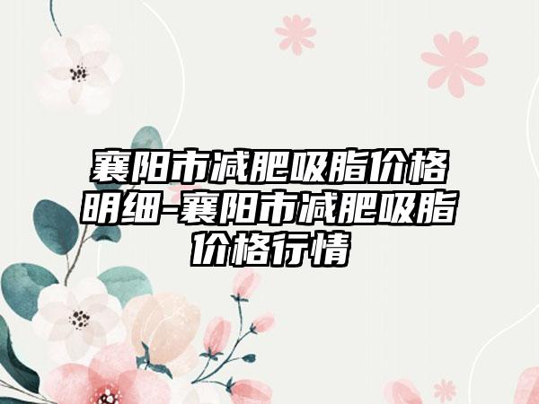 襄阳市减肥吸脂价格明细-襄阳市减肥吸脂价格行情