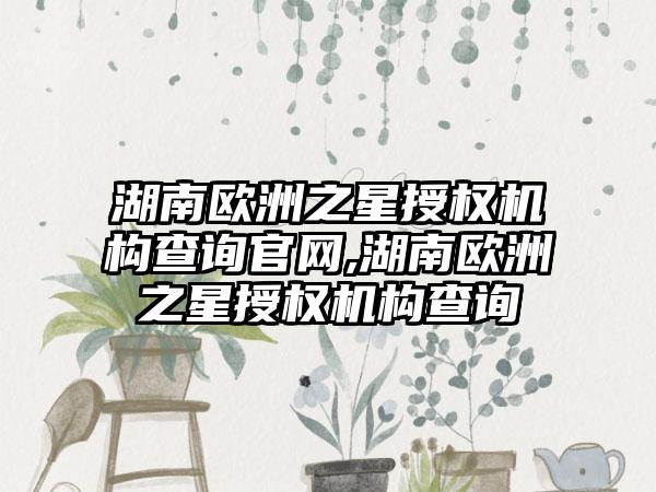 湖南欧洲之星授权机构查询官网,湖南欧洲之星授权机构查询