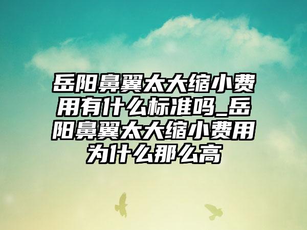 岳阳鼻翼太大缩小费用有什么标准吗_岳阳鼻翼太大缩小费用为什么那么高