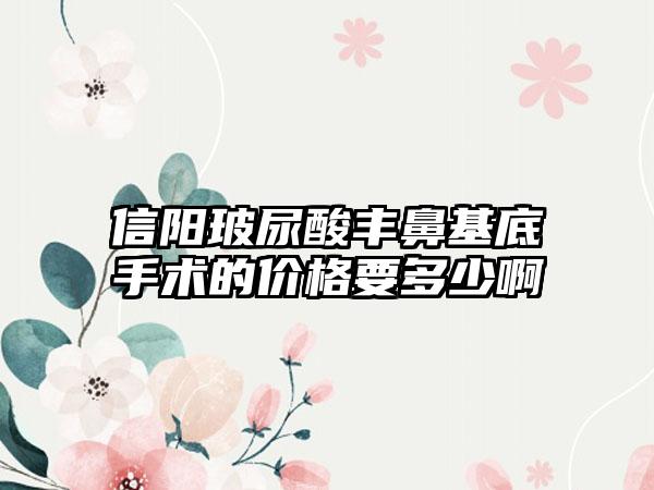 信阳玻尿酸丰鼻基底手术的价格要多少啊