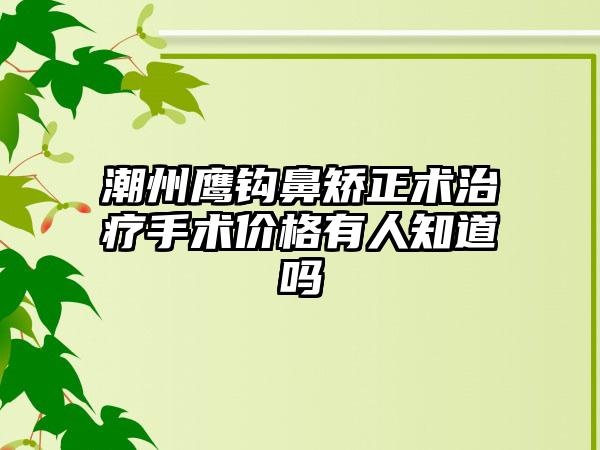 潮州鹰钩鼻矫正术治疗手术价格有人知道吗