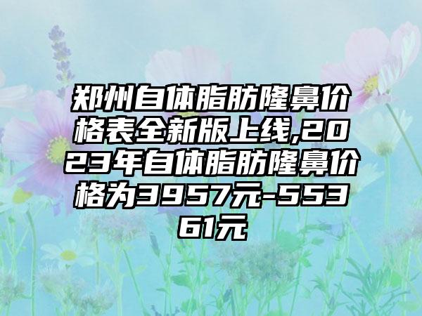 郑州自体脂肪隆鼻价格表全新版上线,2023年自体脂肪隆鼻价格为3957元-55361元