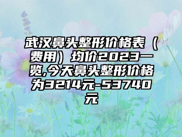 武汉鼻头整形价格表（费用）均价2023一览,今天鼻头整形价格为3214元-53740元