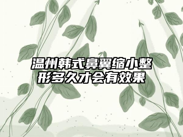 温州韩式鼻翼缩小整形多久才会有成果