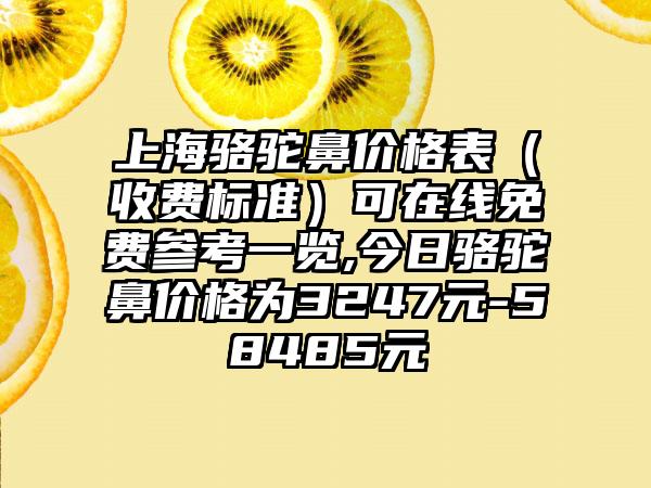 上海骆驼鼻价格表（收费标准）可在线免费参考一览,今日骆驼鼻价格为3247元-58485元