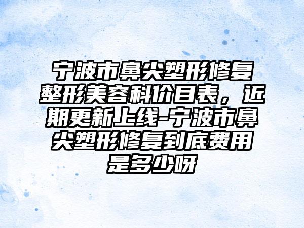 宁波市鼻尖塑形修复整形美容科价目表，近期更新上线-宁波市鼻尖塑形修复到底费用是多少呀