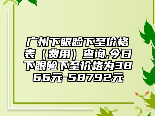 广州下眼睑下至价格表（费用）查询,今日下眼睑下至价格为3866元-58792元