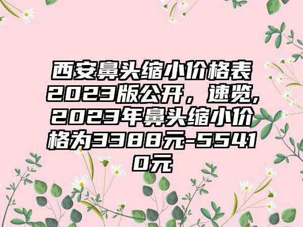 西安鼻头缩小价格表2023版公开，速览,2023年鼻头缩小价格为3388元-55410元