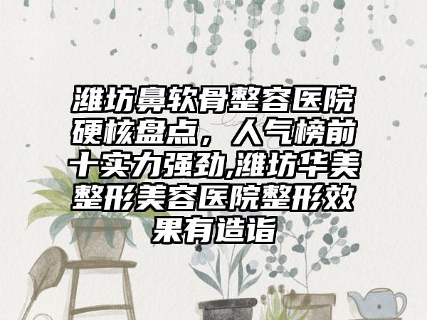 潍坊鼻软骨整容医院硬核盘点，人气榜前十实力强劲,潍坊华美整形美容医院整形成果有造诣