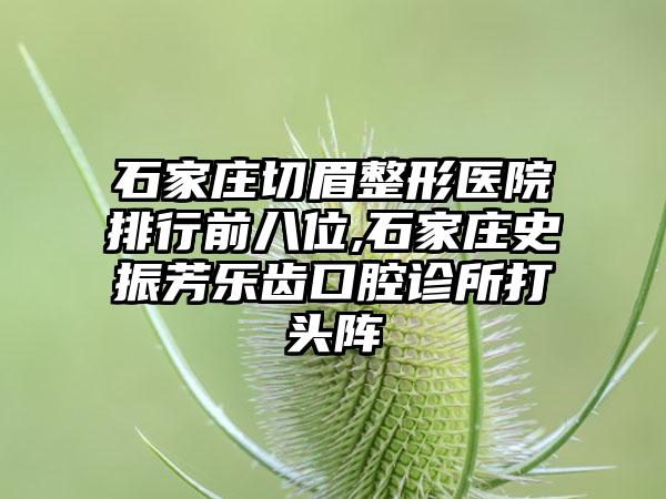 石家庄切眉整形医院排行前八位,石家庄史振芳乐齿口腔诊所打头阵