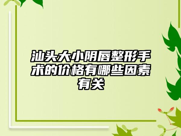 汕头大小阴唇整形手术的价格有哪些因素有关