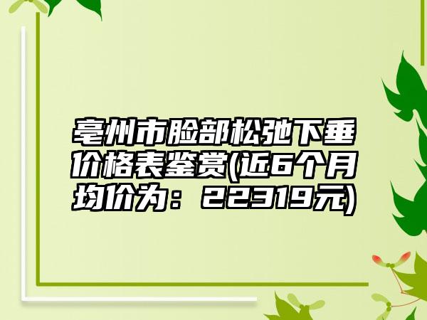 亳州市脸部松弛下垂价格表鉴赏(近6个月均价为：22319元)