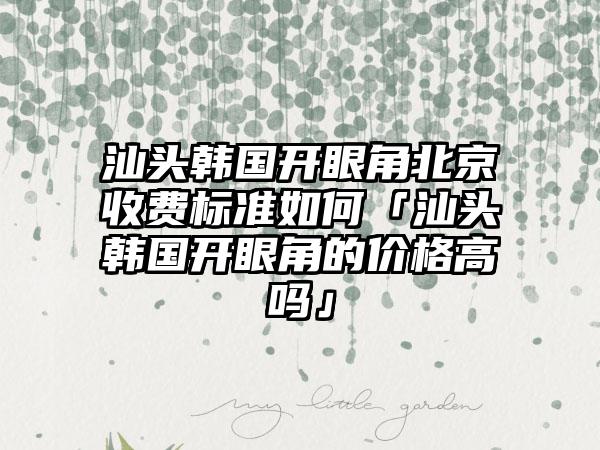 汕头韩国开眼角北京收费标准如何「汕头韩国开眼角的价格高吗」