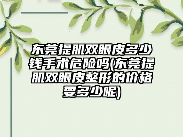 东莞提肌双眼皮多少钱手术危险吗(东莞提肌双眼皮整形的价格要多少呢)