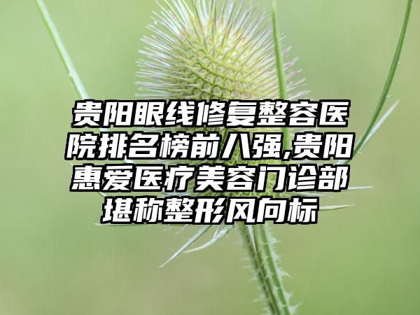 贵阳眼线修复整容医院排名榜前八强,贵阳惠爱医疗美容门诊部堪称整形风向标