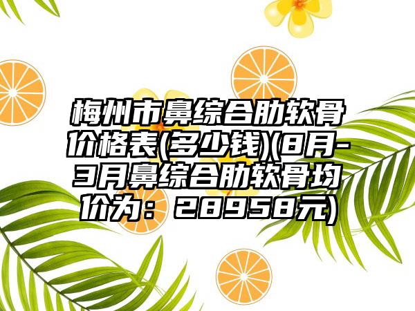 梅州市鼻综合肋软骨价格表(多少钱)(8月-3月鼻综合肋软骨均价为：28958元)