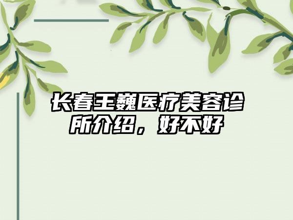 长春王巍医疗美容诊所介绍，好不好
