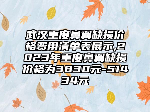 武汉重度鼻翼缺损价格费用清单表展示,2023年重度鼻翼缺损价格为3830元-51434元