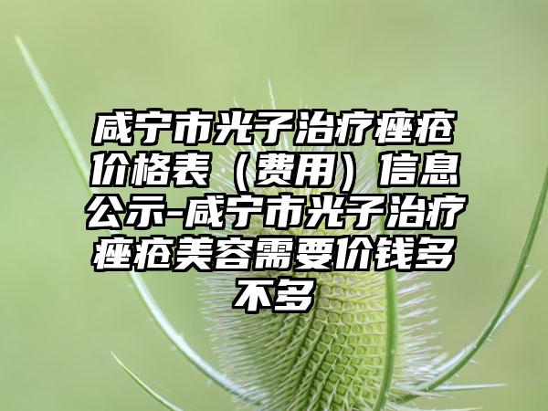 咸宁市光子治疗痤疮价格表（费用）信息公示-咸宁市光子治疗痤疮美容需要价钱多不多