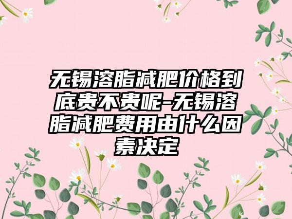 无锡溶脂减肥价格到底贵不贵呢-无锡溶脂减肥费用由什么因素决定