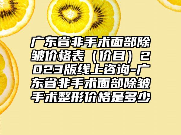 广东省非手术面部除皱价格表（价目）2023版线上咨询-广东省非手术面部除皱手术整形价格是多少