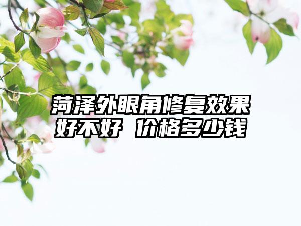 菏泽外眼角修复成果好不好 价格多少钱