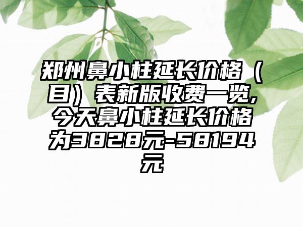 郑州鼻小柱延长价格（目）表新版收费一览,今天鼻小柱延长价格为3828元-58194元