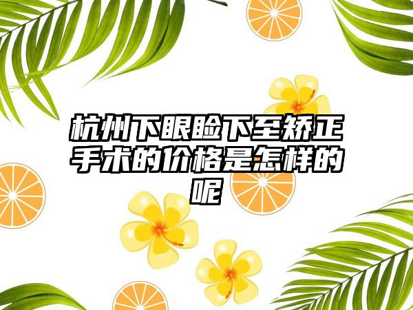 杭州下眼睑下至矫正手术的价格是怎样的呢