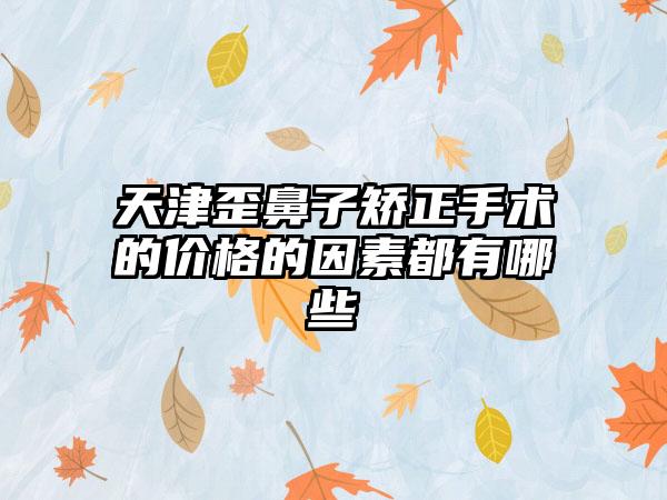 天津歪鼻子矫正手术的价格的因素都有哪些