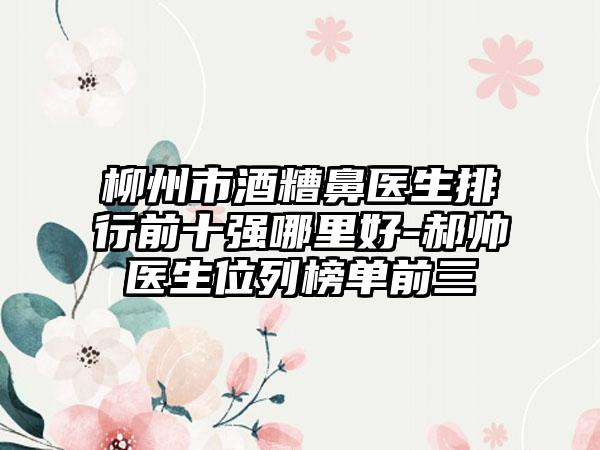 柳州市酒糟鼻医生排行前十强哪里好-郝帅医生位列榜单前三