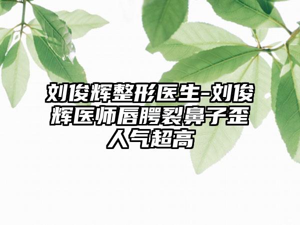 刘俊辉整形医生-刘俊辉医师唇腭裂鼻子歪人气超高