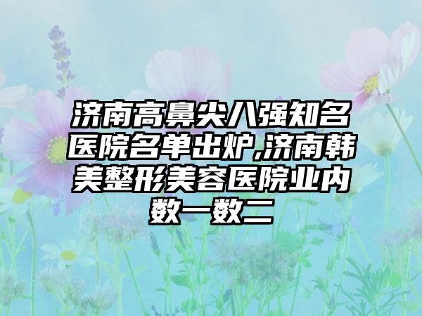 济南高鼻尖八强有名医院名单出炉,济南韩美整形美容医院业内数一数二