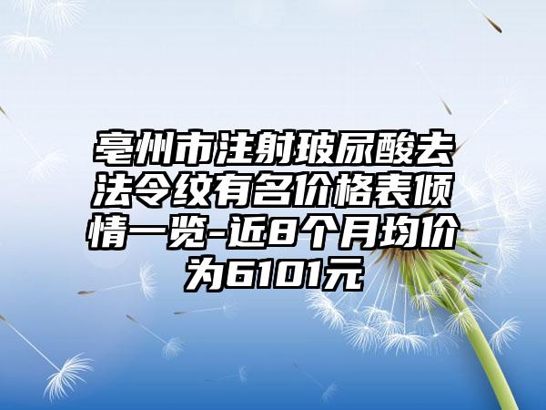 亳州市注射玻尿酸去法令纹有名价格表倾情一览-近8个月均价为6101元