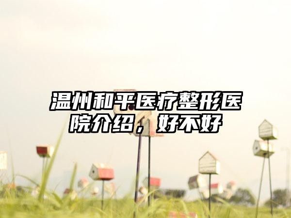 温州和平医疗整形医院介绍，好不好