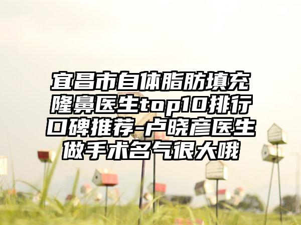 宜昌市自体脂肪填充隆鼻医生top10排行口碑推荐-卢晓彦医生做手术名气很大哦