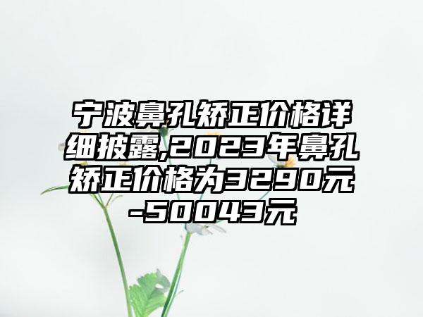 宁波鼻孔矫正价格详细披露,2023年鼻孔矫正价格为3290元-50043元