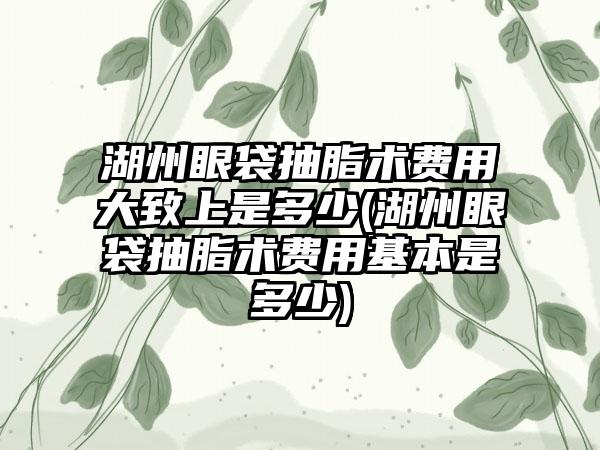 湖州眼袋抽脂术费用大致上是多少(湖州眼袋抽脂术费用基本是多少)