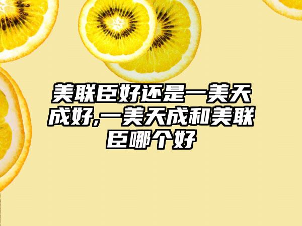 美联臣好还是一美天成好,一美天成和美联臣哪个好