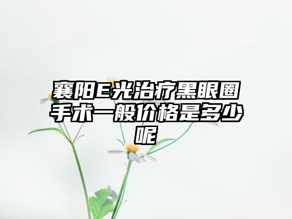 襄阳E光治疗黑眼圈手术一般价格是多少呢