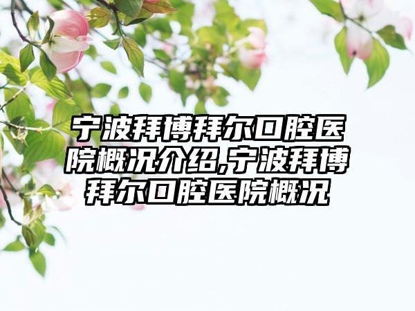 宁波拜博拜尔口腔医院概况介绍,宁波拜博拜尔口腔医院概况