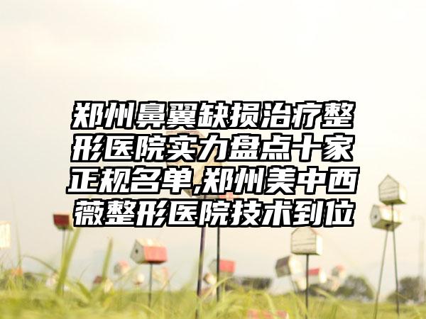 郑州鼻翼缺损治疗整形医院实力盘点十家正规名单,郑州美中西薇整形医院技术到位