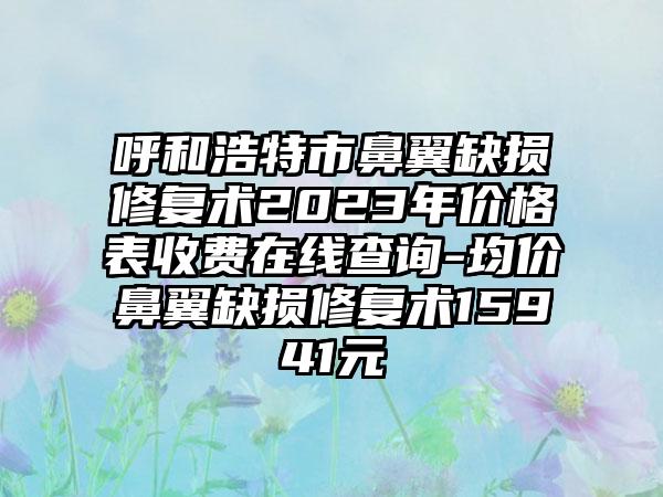 呼和浩特市鼻翼缺损修复术2023年价格表收费在线查询-均价鼻翼缺损修复术15941元