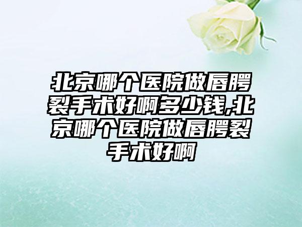 北京哪个医院做唇腭裂手术好啊多少钱,北京哪个医院做唇腭裂手术好啊