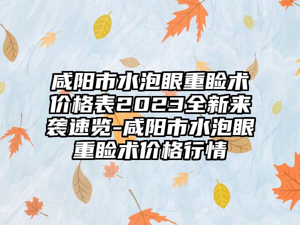 咸阳市水泡眼重睑术价格表2023全新来袭速览-咸阳市水泡眼重睑术价格行情