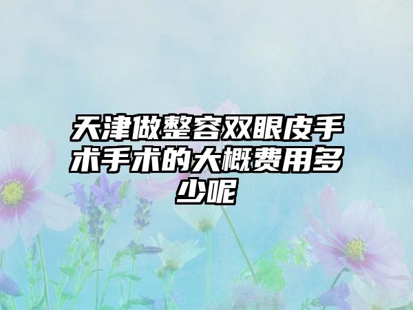天津做整容双眼皮手术手术的大概费用多少呢